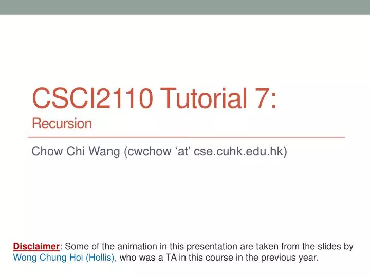 csci2110 tutorial 7 recursion