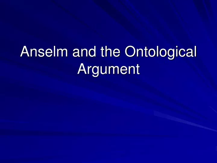 anselm and the ontological argument