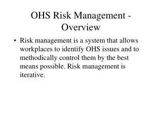 OHS Risk Management - Overview