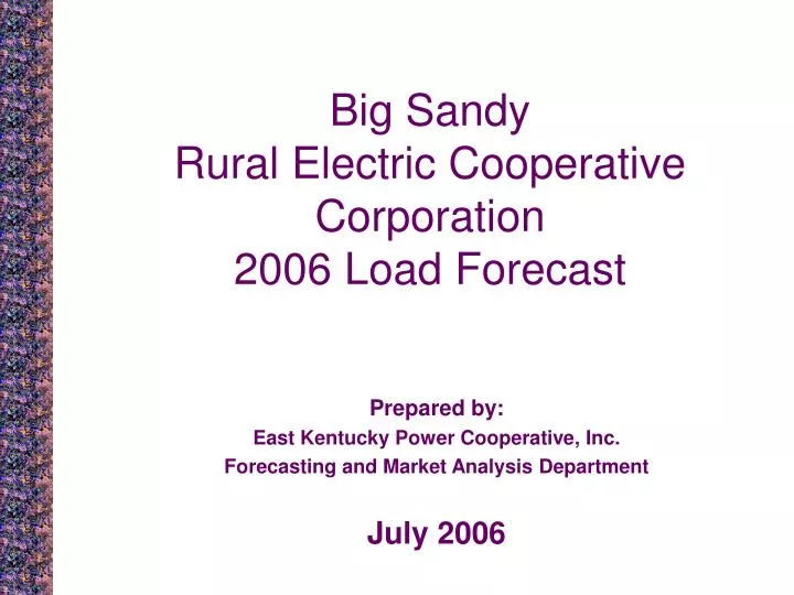 big sandy rural electric cooperative corporation 2006 load forecast