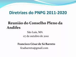 diretrizes do pnpg 2011 2020