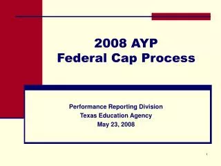 2008 AYP Federal Cap Process
