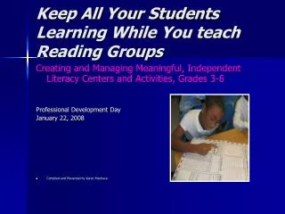 Keep All Your Students Learning While You teach Reading Groups