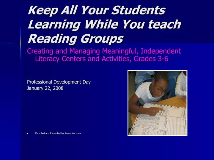 keep all your students learning while you teach reading groups