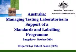 Australia: Managing Testing Laboratories in Support of a Standards and Labelling Programme
