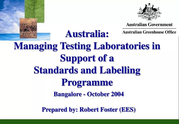 australia managing testing laboratories in support of a standards and labelling programme