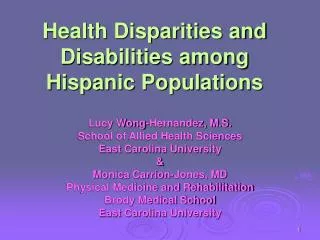 Health Disparities and Disabilities among Hispanic Populations