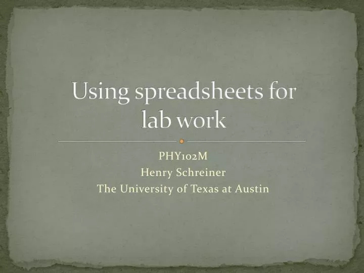 using spreadsheets for lab work