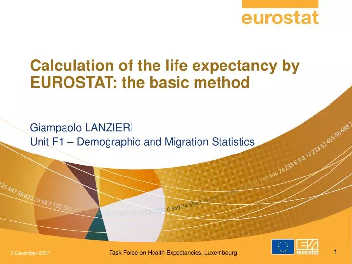 calculation of the life expectancy by eurostat the basic method