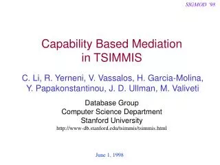 Capability Based Mediation in TSIMMIS