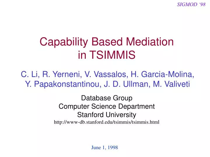 capability based mediation in tsimmis