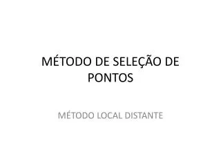 m todo de sele o de pontos