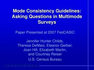 Mode Consistency Guidelines: Asking Questions in Multimode Surveys