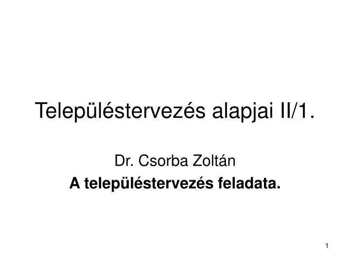 telep l stervez s alapjai ii 1