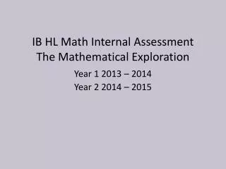 IB HL Math Internal Assessment The Mathematical Exploration