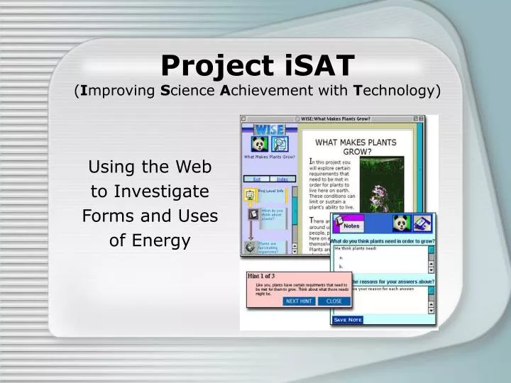 project isat i mproving s cience a chievement with t echnology