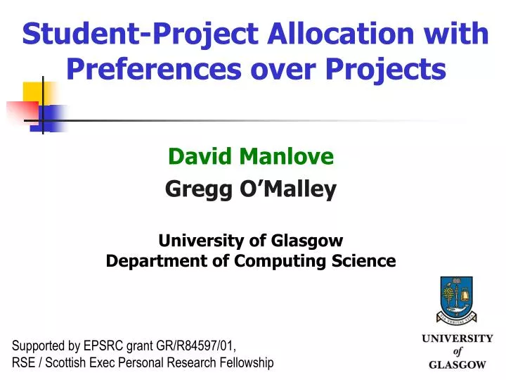 student project allocation with preferences over projects