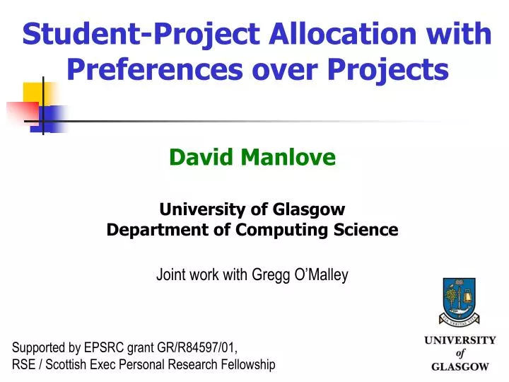 student project allocation with preferences over projects