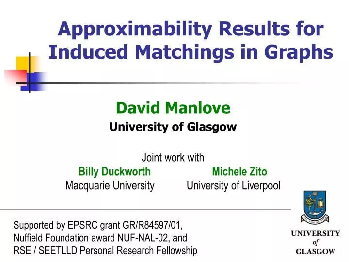 approximability results for induced matchings in graphs
