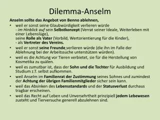 dilemma anselm