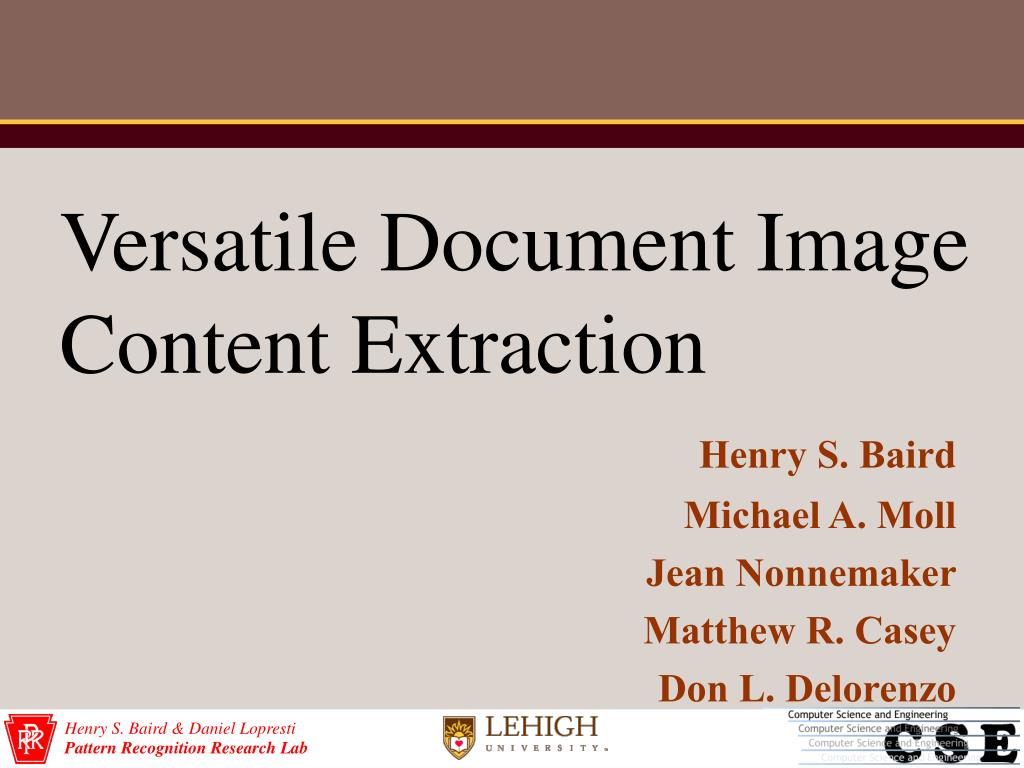 PPT - Versatile Document Image Content Extraction PowerPoint ...