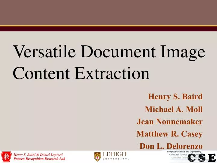 versatile document image content extraction