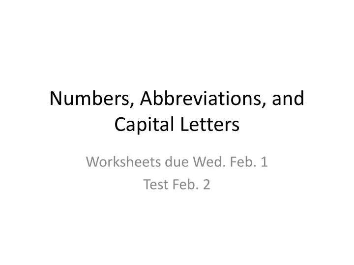 numbers abbreviations and capital letters