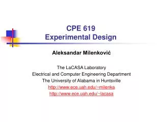 CPE 619 Experimental Design