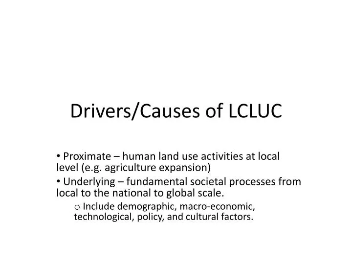 drivers causes of lcluc