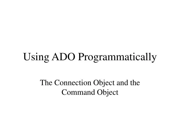 using ado programmatically