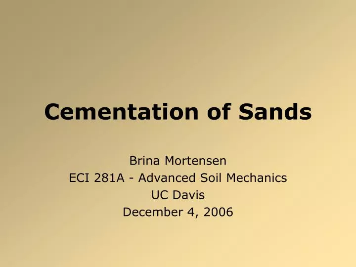 cementation of sands