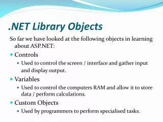 .NET Library Objects