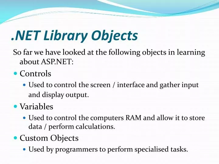 net library objects