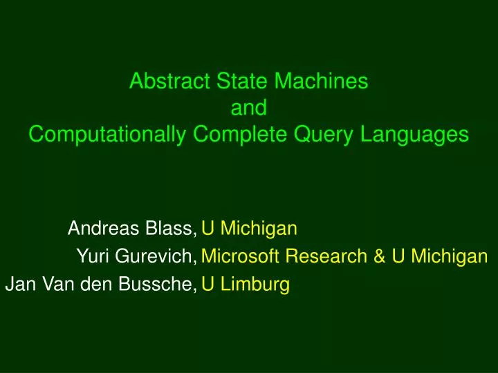 abstract state machines and computationally complete query languages