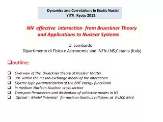 outline : Overview of the Brueckner theory of Nuclear Matter