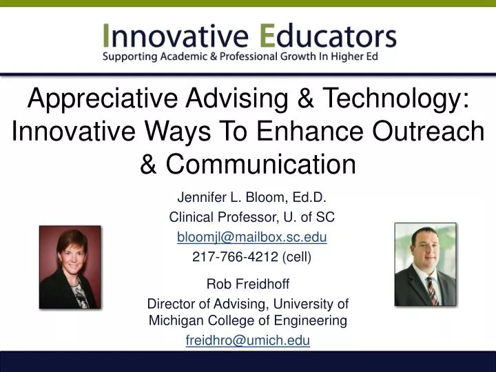 appreciative advising technology innovative ways to enhance outreach communication