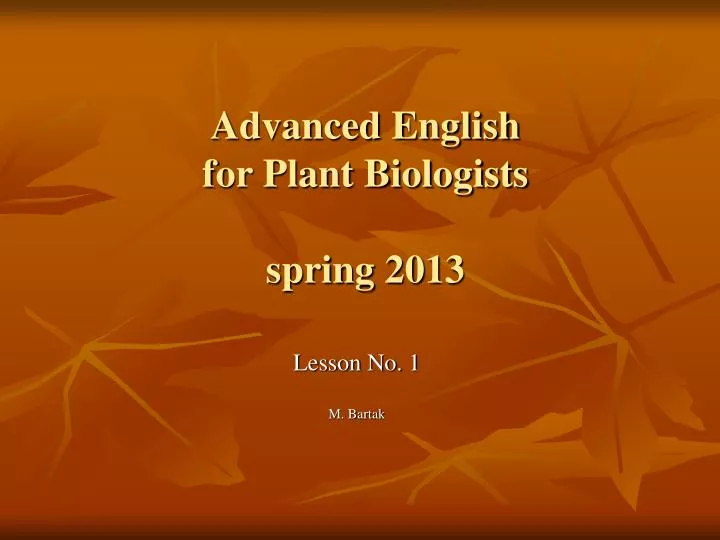 advanced english for plant biologists spring 2013