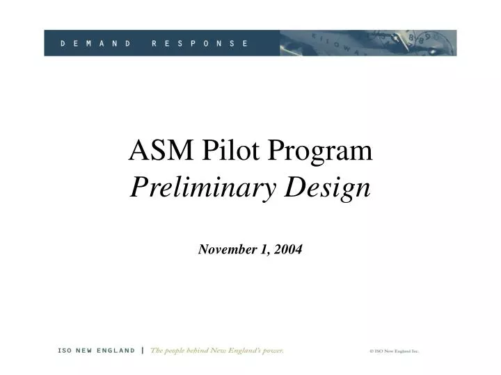 asm pilot program preliminary design november 1 2004