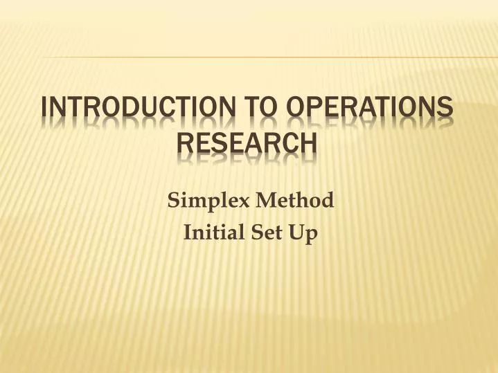 simplex method initial set up