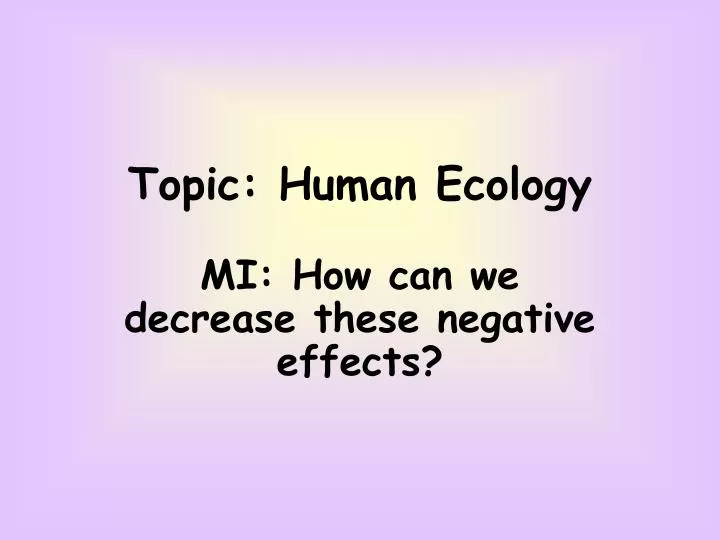 topic human ecology