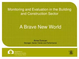 Monitoring and Evaluation in the Building and Construction Sector