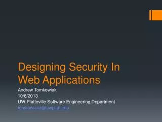 Designing Security In Web Applications