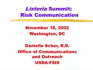 Listeria Summit: Risk Communication