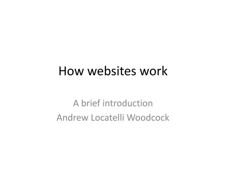 how websites work