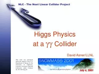 Higgs Physics at a gg Collider