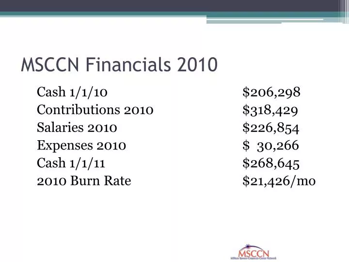 msccn financials 2010