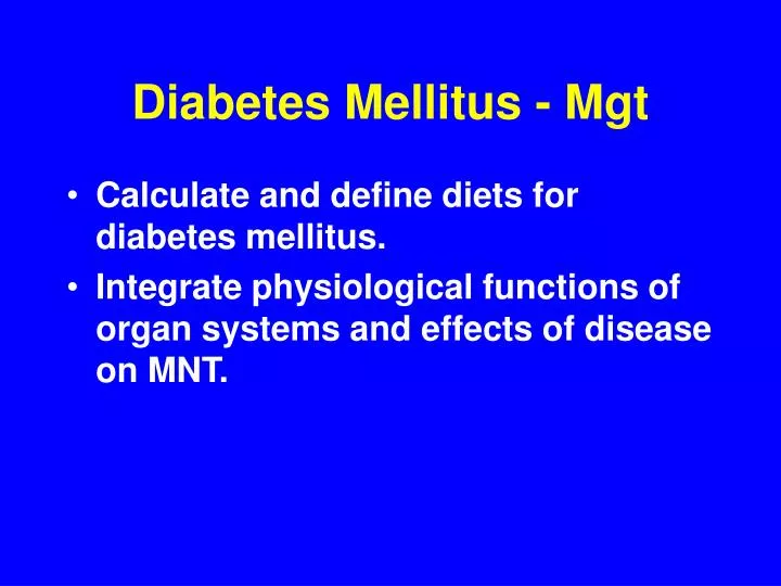 diabetes mellitus mgt
