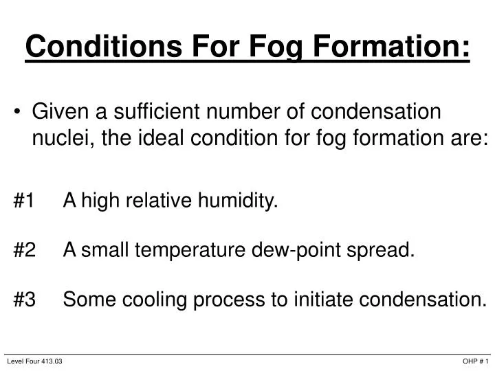 conditions for fog formation
