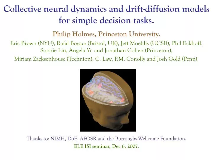 collective neural dynamics and drift diffusion models for simple decision tasks