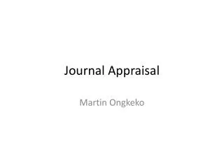 Journal Appraisal